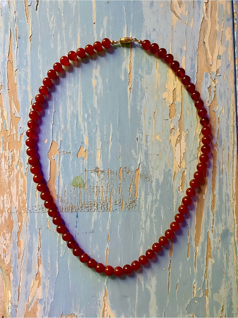 Red Beaded Women's Necklace - Classic Strand